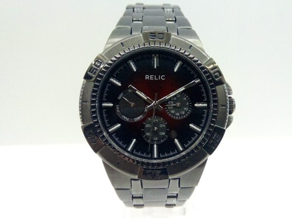 Relic All Stainless Steel Gunmetal Japan Quartz Movement Wristwatch zr15514
