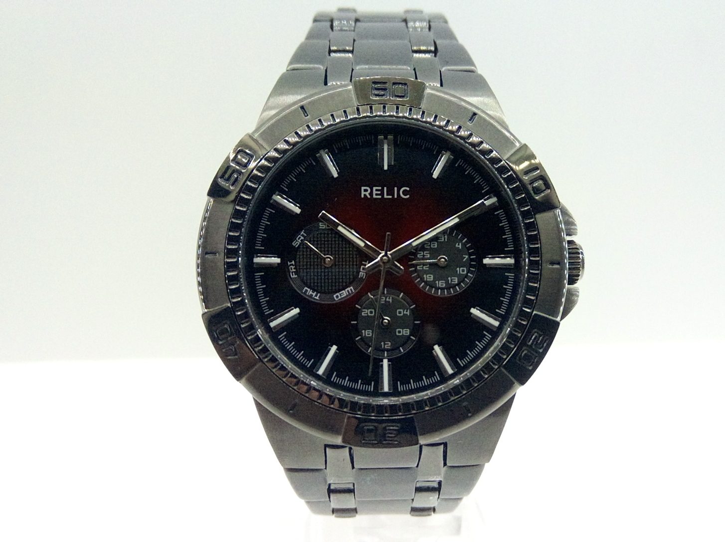 Relic All Stainless Steel Gunmetal Japan Quartz Movement Wristwatch zr15514 GreatWatchesOnline